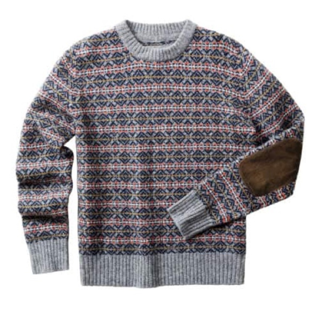 H&M Mauritz Archive Collection Gray and Blue Patterned Sweater Wool, Small